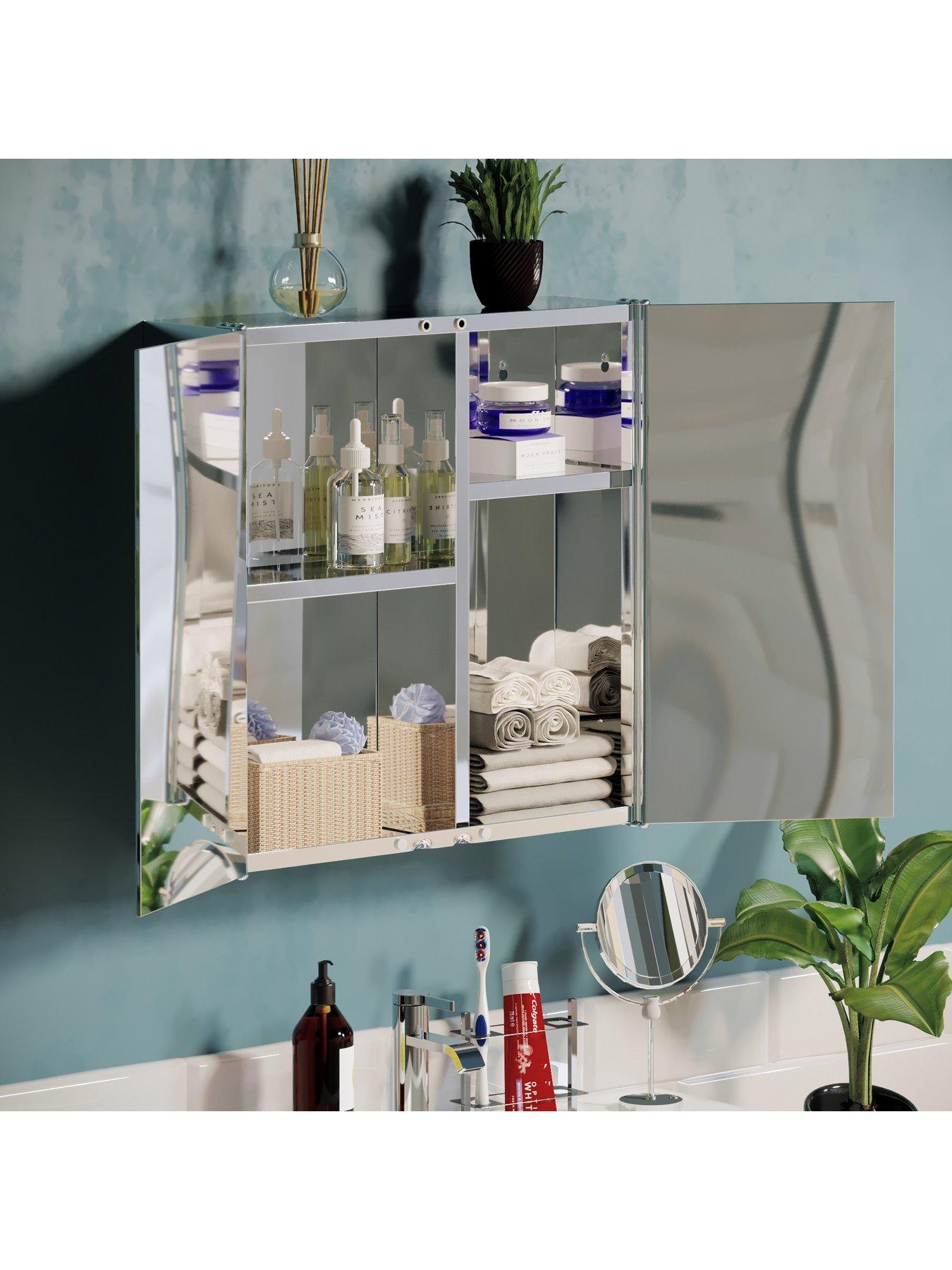  image of bath-vida-tiano-stainless-steel-mirrored-double-cabinet