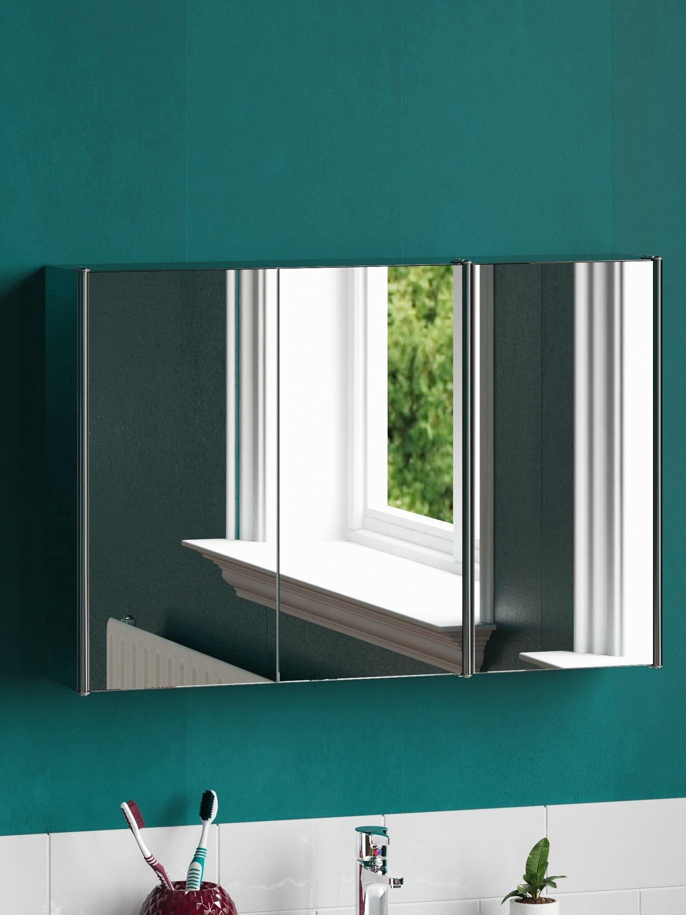Image 1 of 5 of Bath Vida Tiano Stainless Steel Mirrored Triple Cabinet