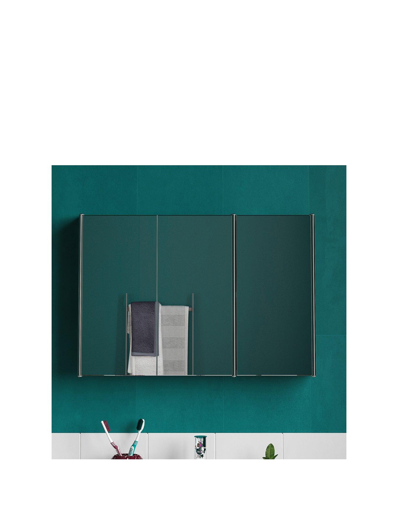 Bath Vida Tiano Stainless Steel Mirrored Triple Bathroom Cabinet