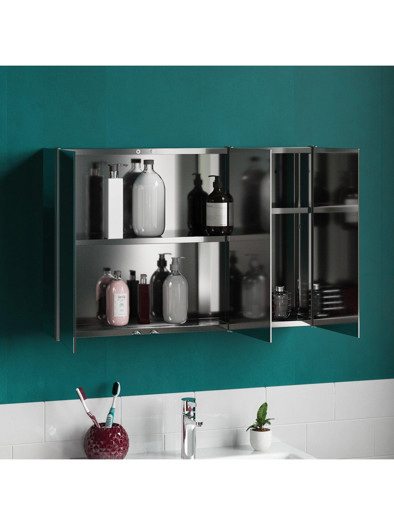 Image 4 of 5 of Bath Vida Tiano Stainless Steel Mirrored Triple Cabinet
