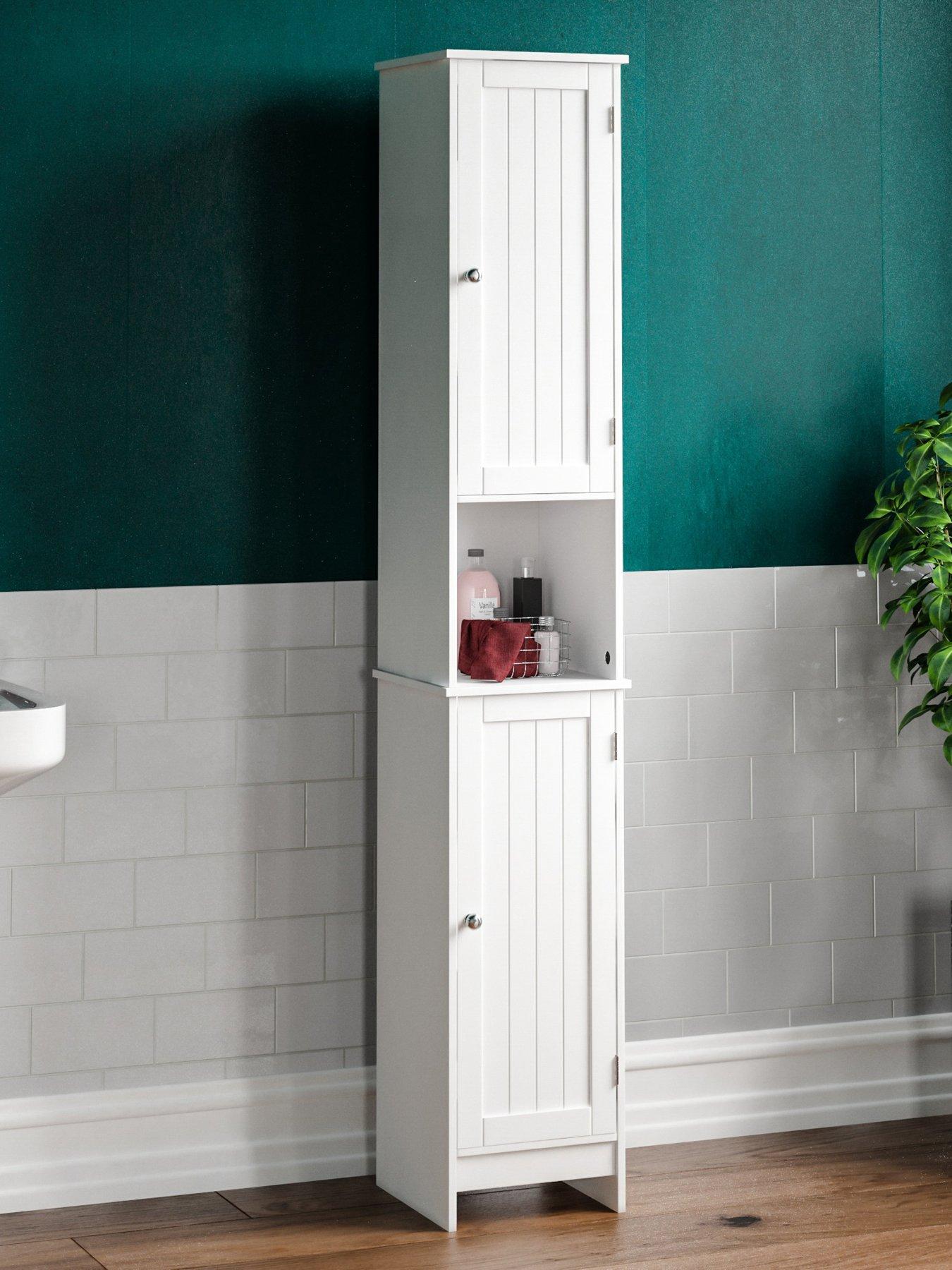  image of bath-vida-priano-2-door-tall-bathroomnbspcabinet-white