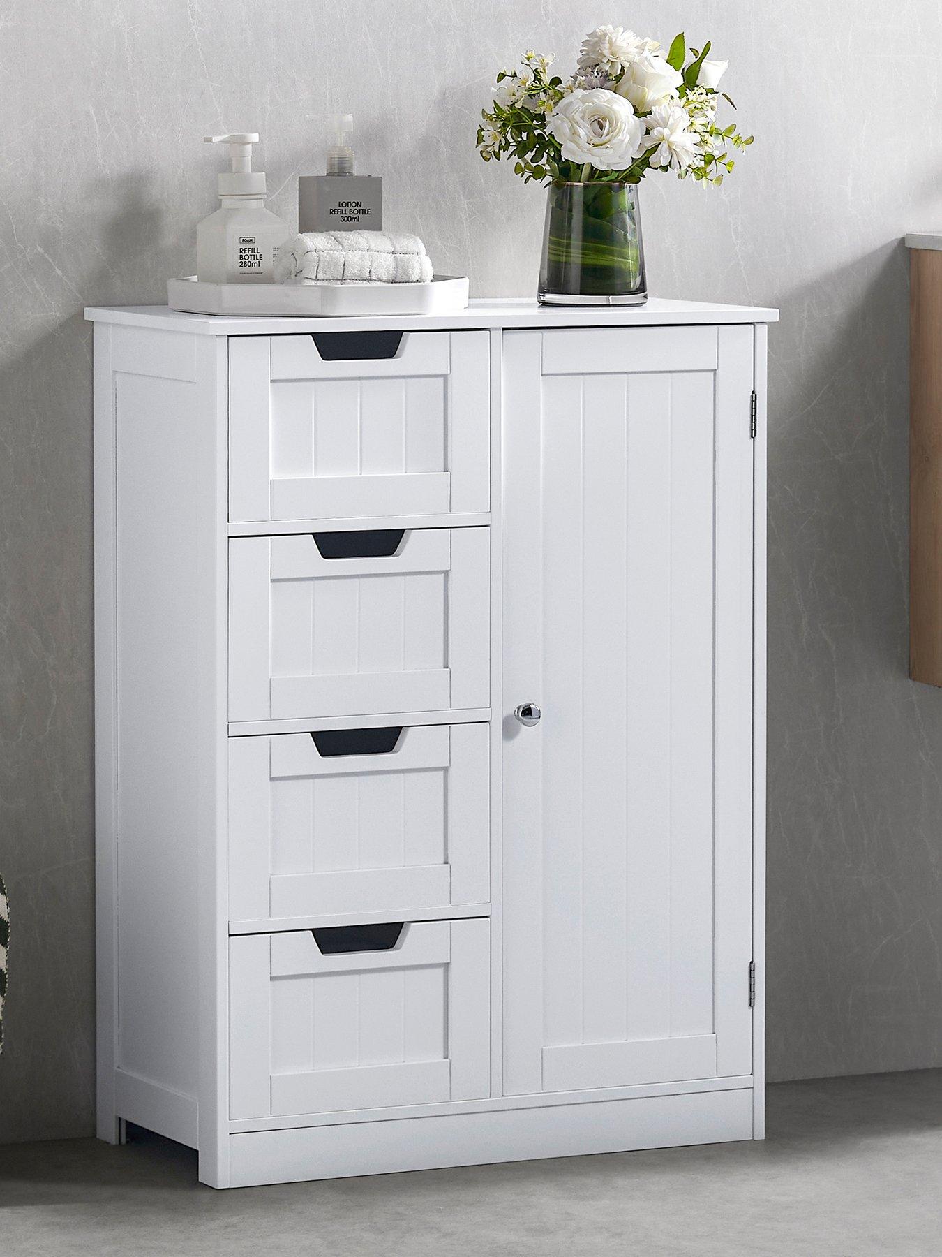 Image 1 of 7 of Bath Vida Priano 4 Drawer 1 Door Freestanding Unit - White