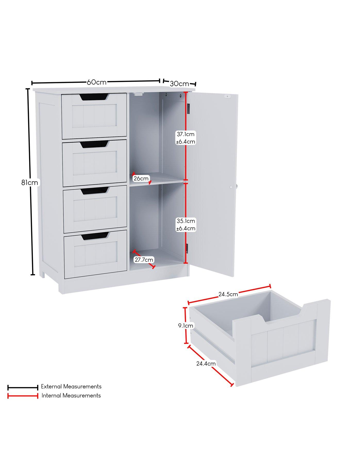 Image 7 of 7 of Bath Vida Priano 4 Drawer 1 Door Freestanding Unit - White