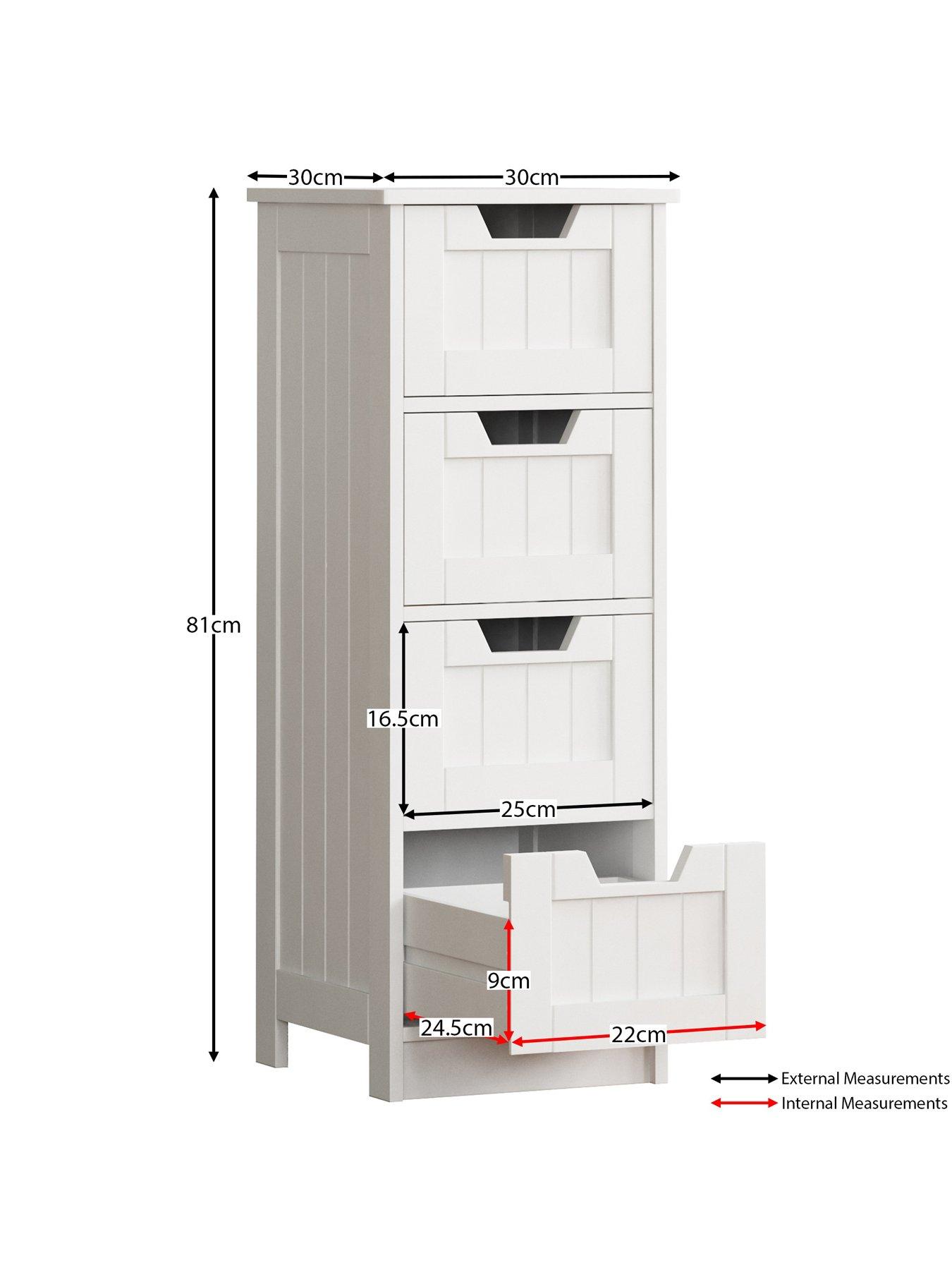 Image 5 of 5 of Bath Vida Priano 4 Drawer Freestanding Bathroom Unit - White