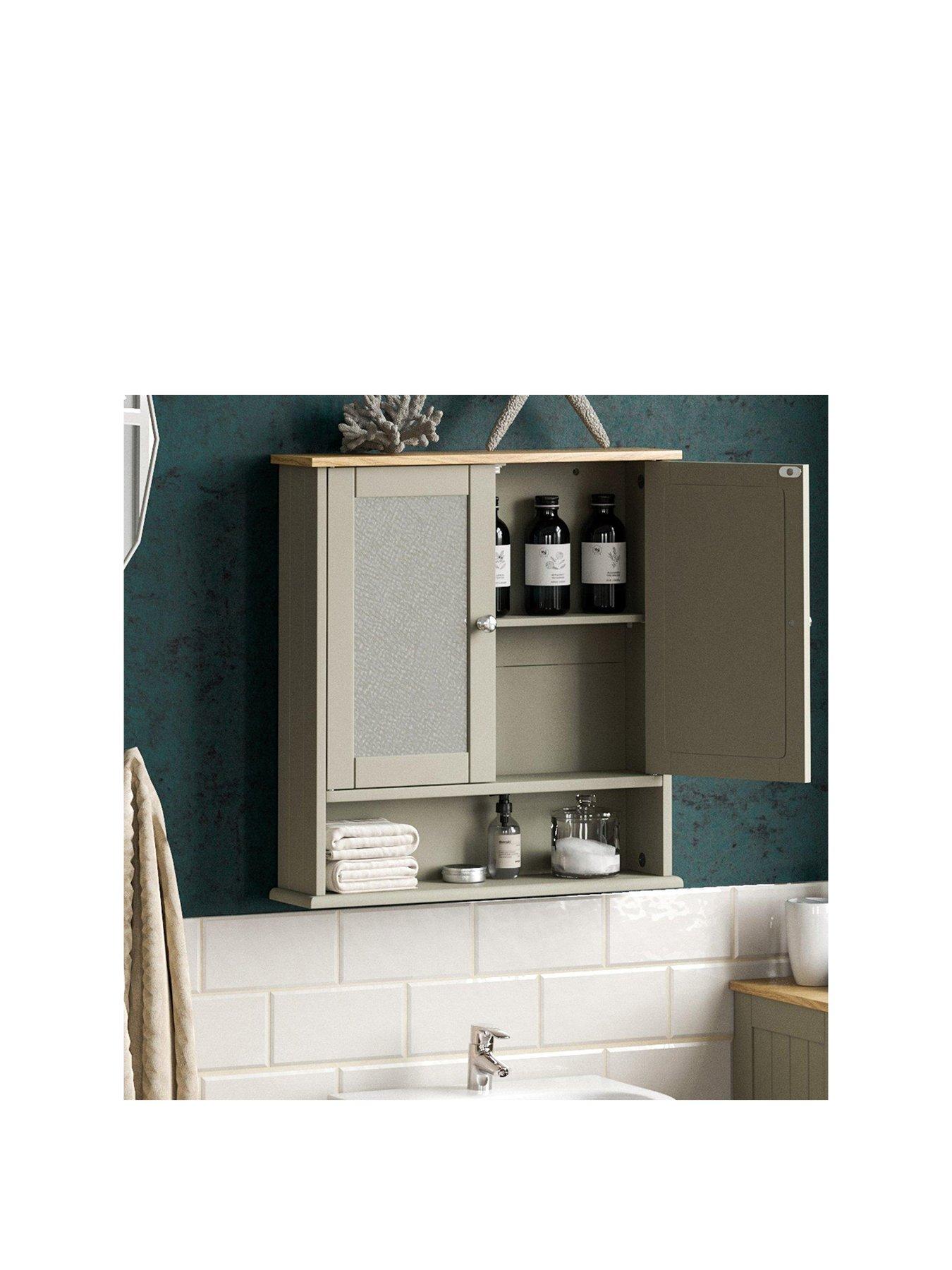 Image 3 of 5 of Bath Vida Priano 2 Door Mirrored Wall Cabinet with Shelf - Grey