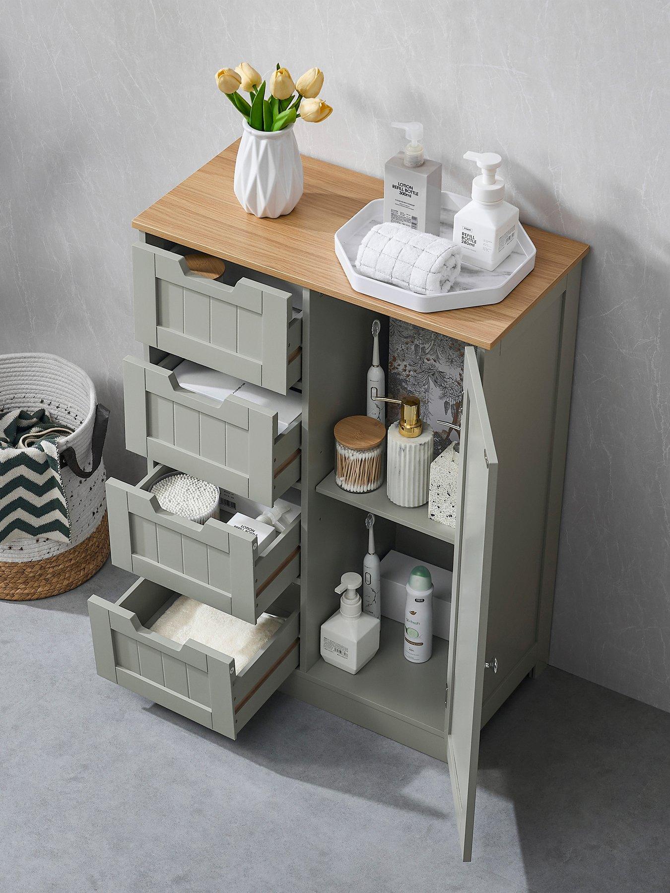 Image 3 of 7 of Bath Vida Priano 4 Drawer,&nbsp;1 Door Freestanding Unit - Grey