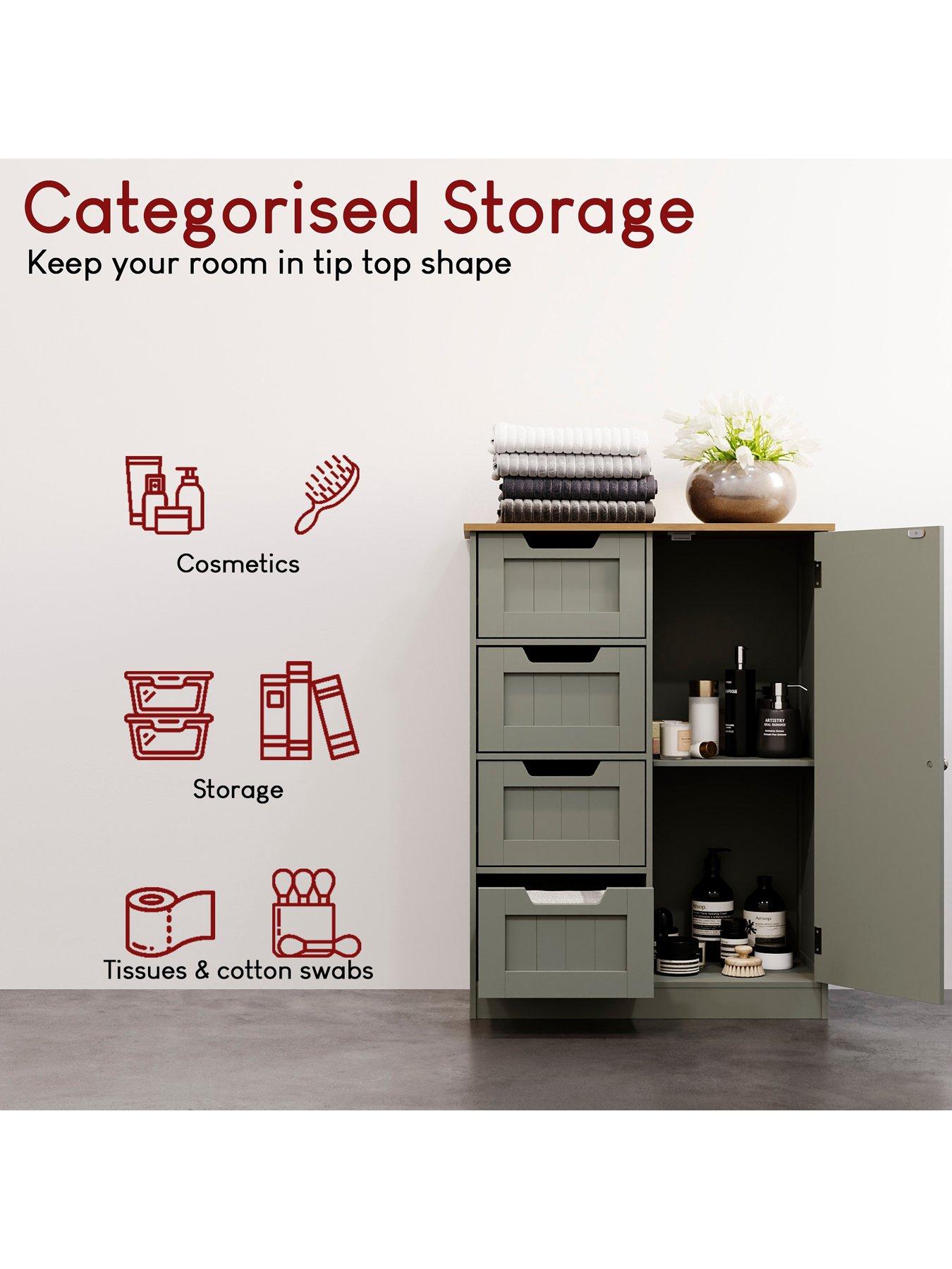 Image 5 of 7 of Bath Vida Priano 4 Drawer,&nbsp;1 Door Freestanding Unit - Grey