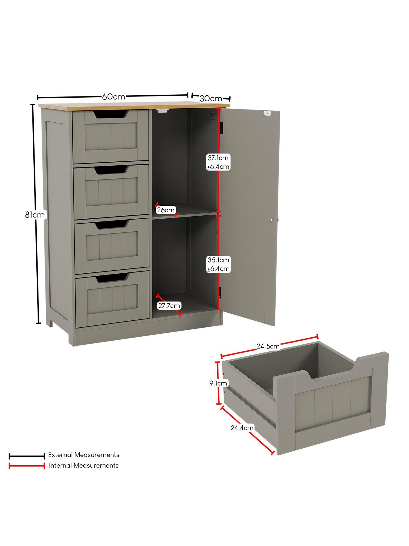 Image 7 of 7 of Bath Vida Priano 4 Drawer,&nbsp;1 Door Freestanding Unit - Grey