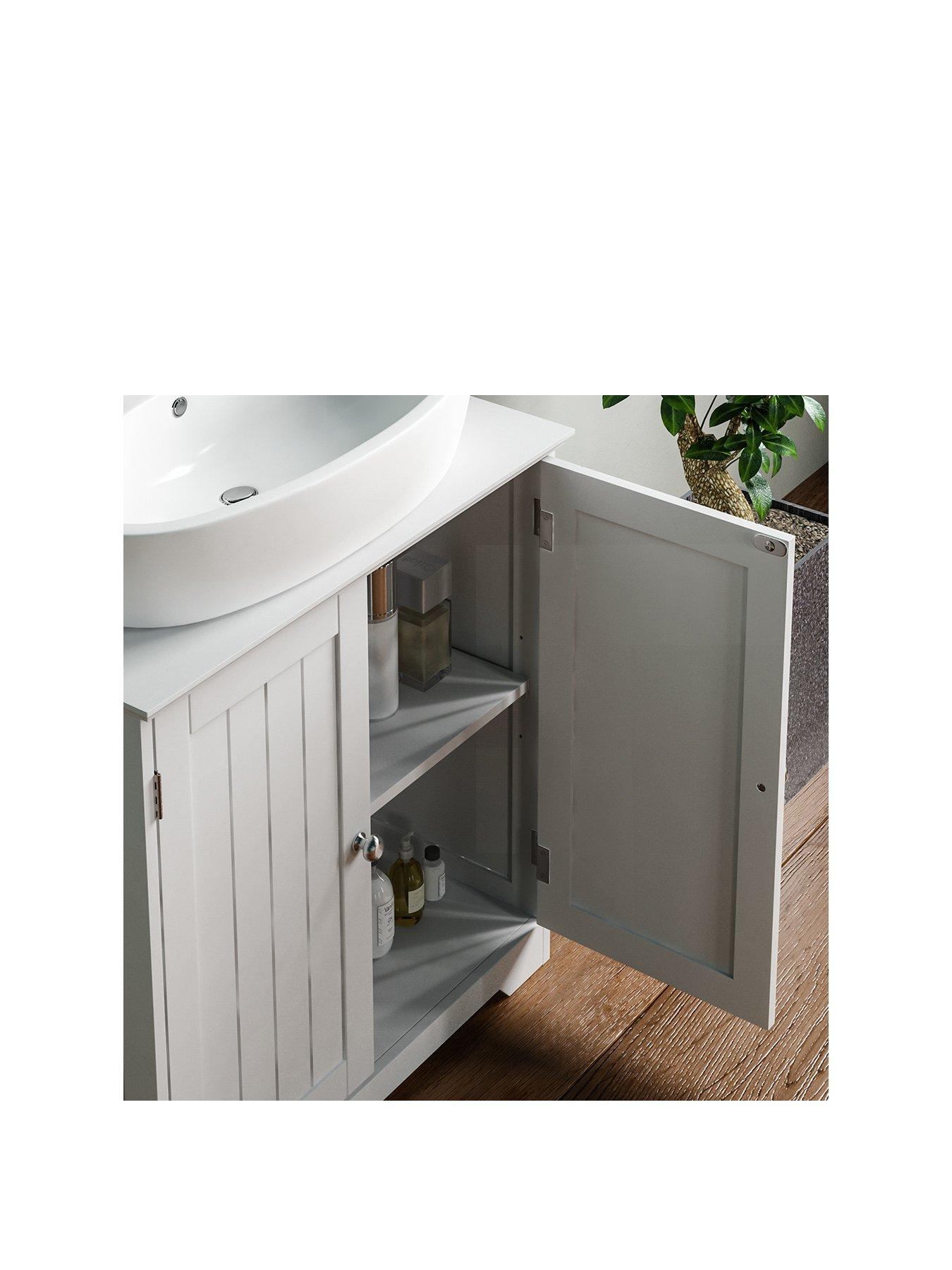 Priano 2 Door Under Sink Cabinet Bathroom Cupboard Storage Unit, Grey