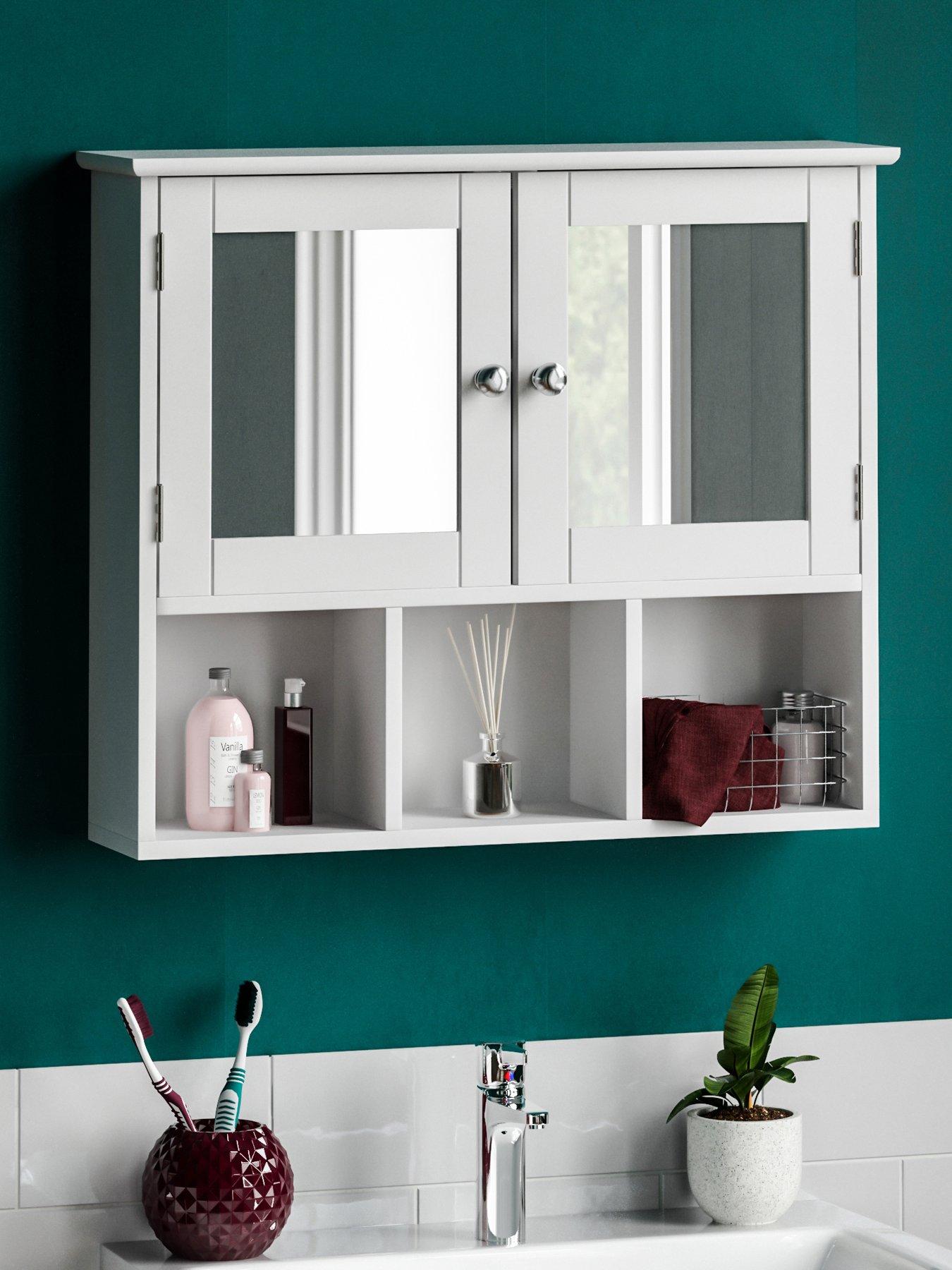 undefined Priano 2 Door Mirrored Wall Cabinet With 3 Compartments