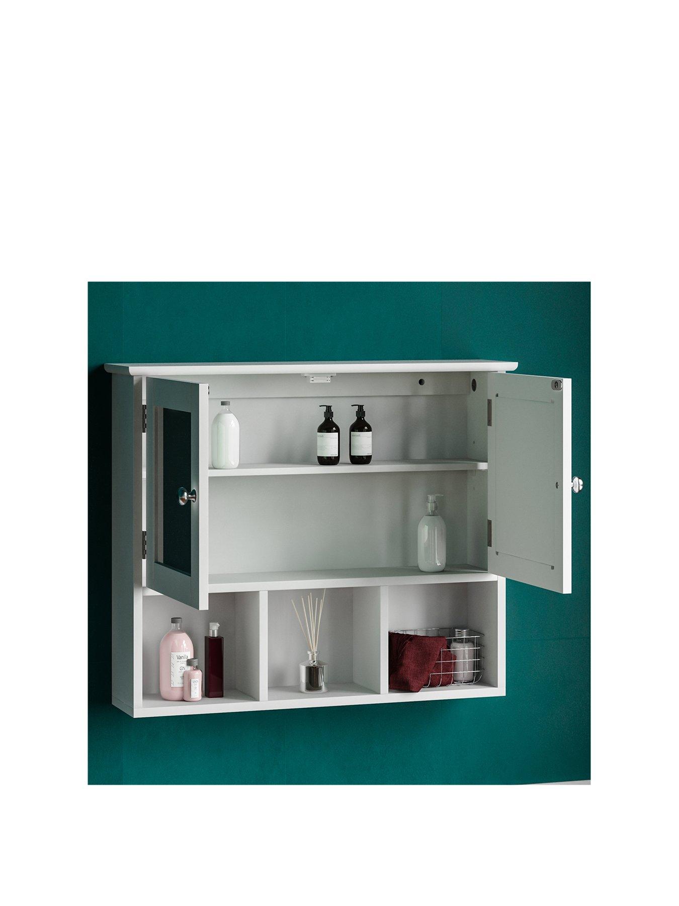  image of bath-vida-priano-2-door-mirrored-wall-cabinet-with-3-compartments