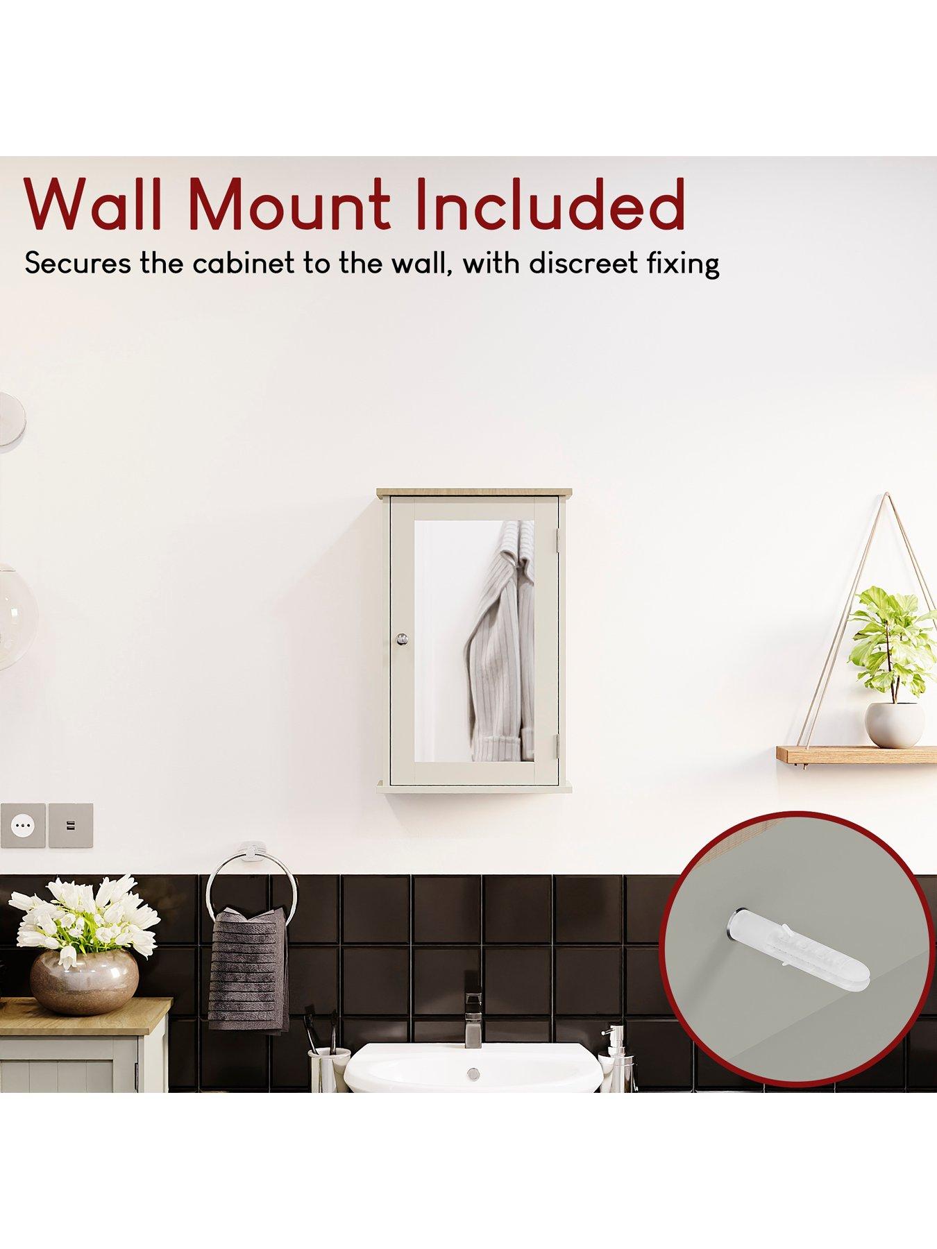 Image 3 of 6 of Bath Vida Priano 1 Door Mirrored Bathroom Wall Cabinet - Grey