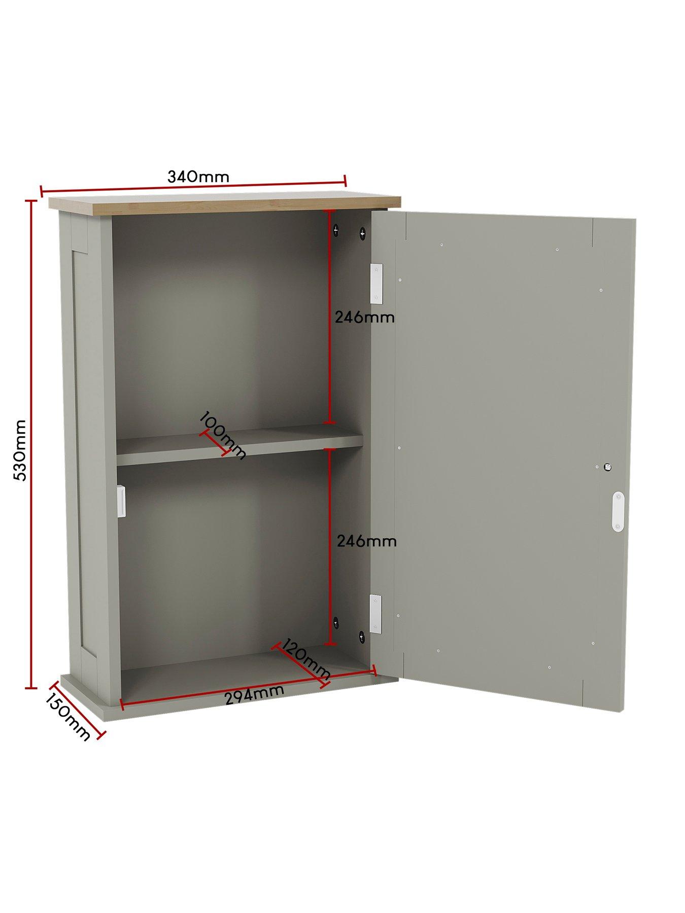 Image 5 of 6 of Bath Vida Priano 1 Door Mirrored Bathroom Wall Cabinet - Grey
