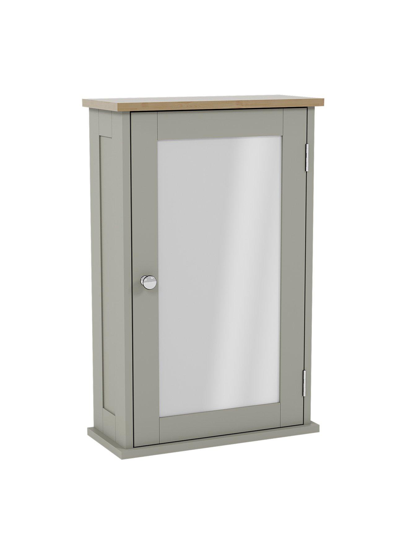 Image 6 of 6 of Bath Vida Priano 1 Door Mirrored Bathroom Wall Cabinet - Grey