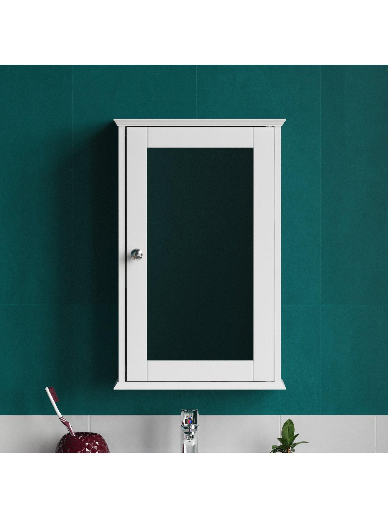  image of bath-vida-priano-1-door-mirrored-wall-cabinet-white