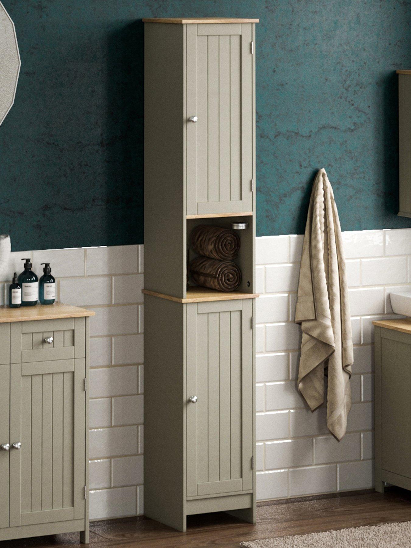 front image of bath-vida-priano-2-door-tall-cabinet-grey