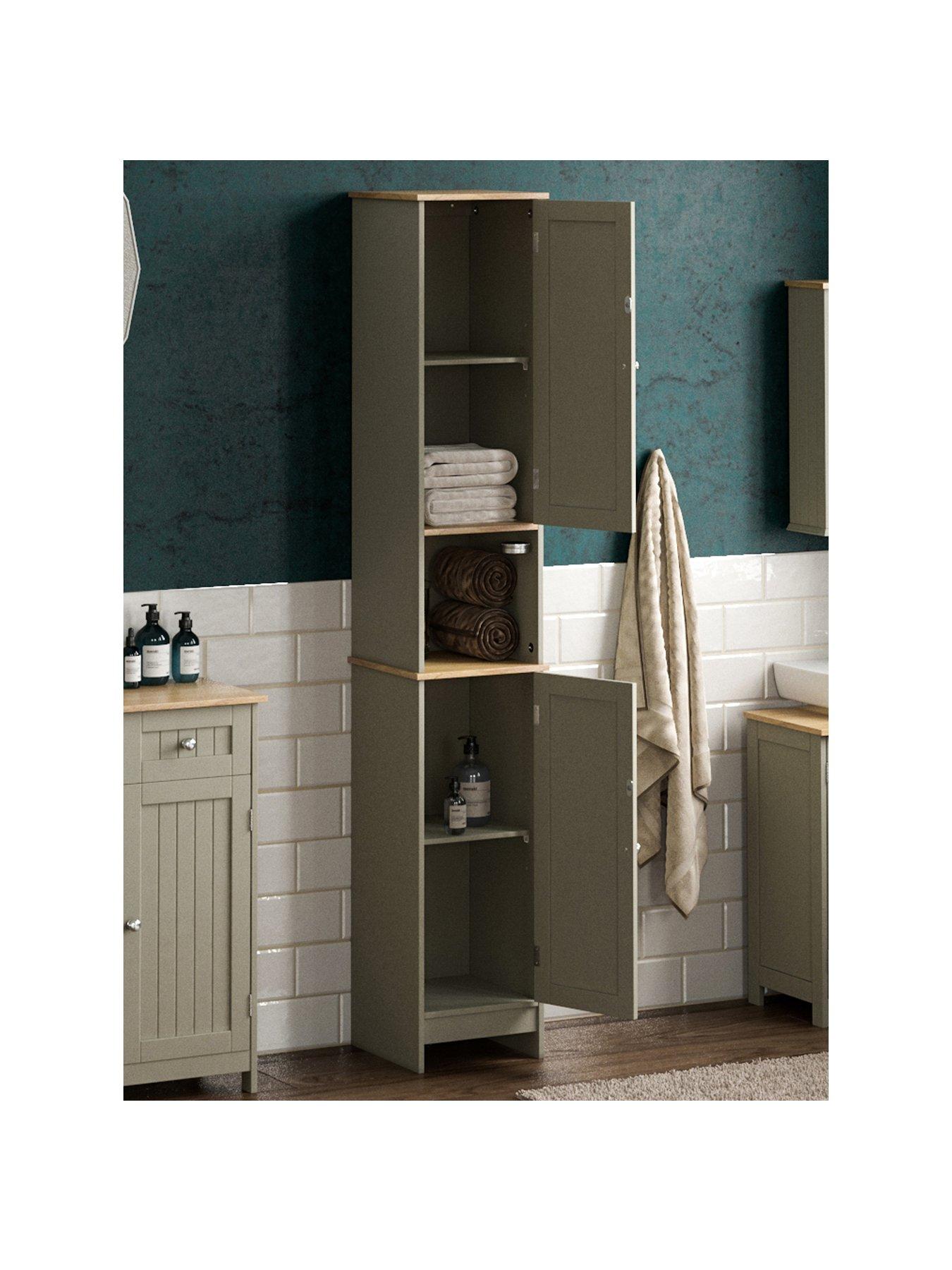 image of bath-vida-priano-2-door-tall-cabinet-grey