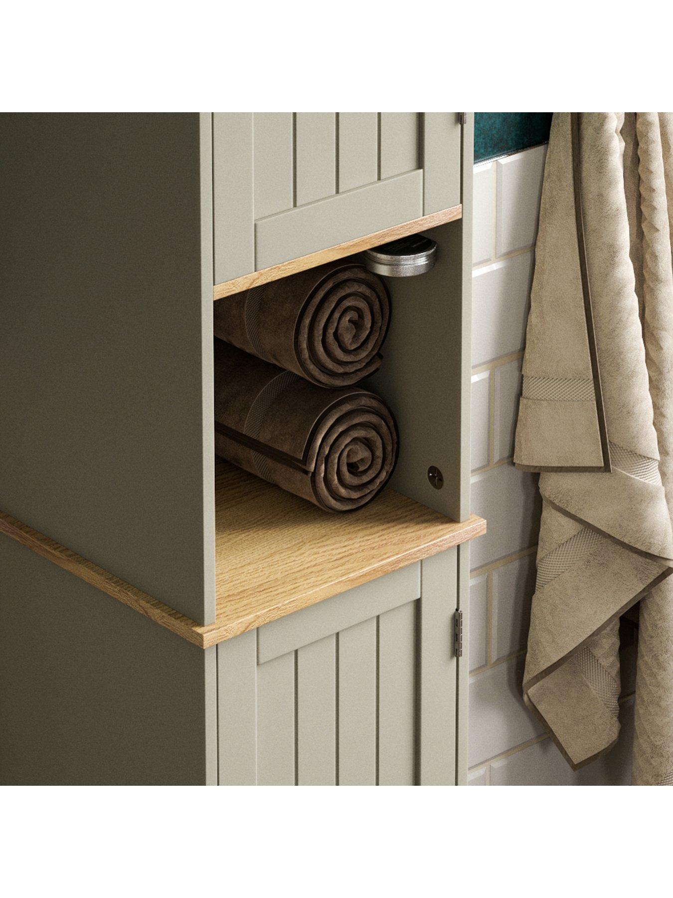  image of bath-vida-priano-2-door-tall-cabinet-grey