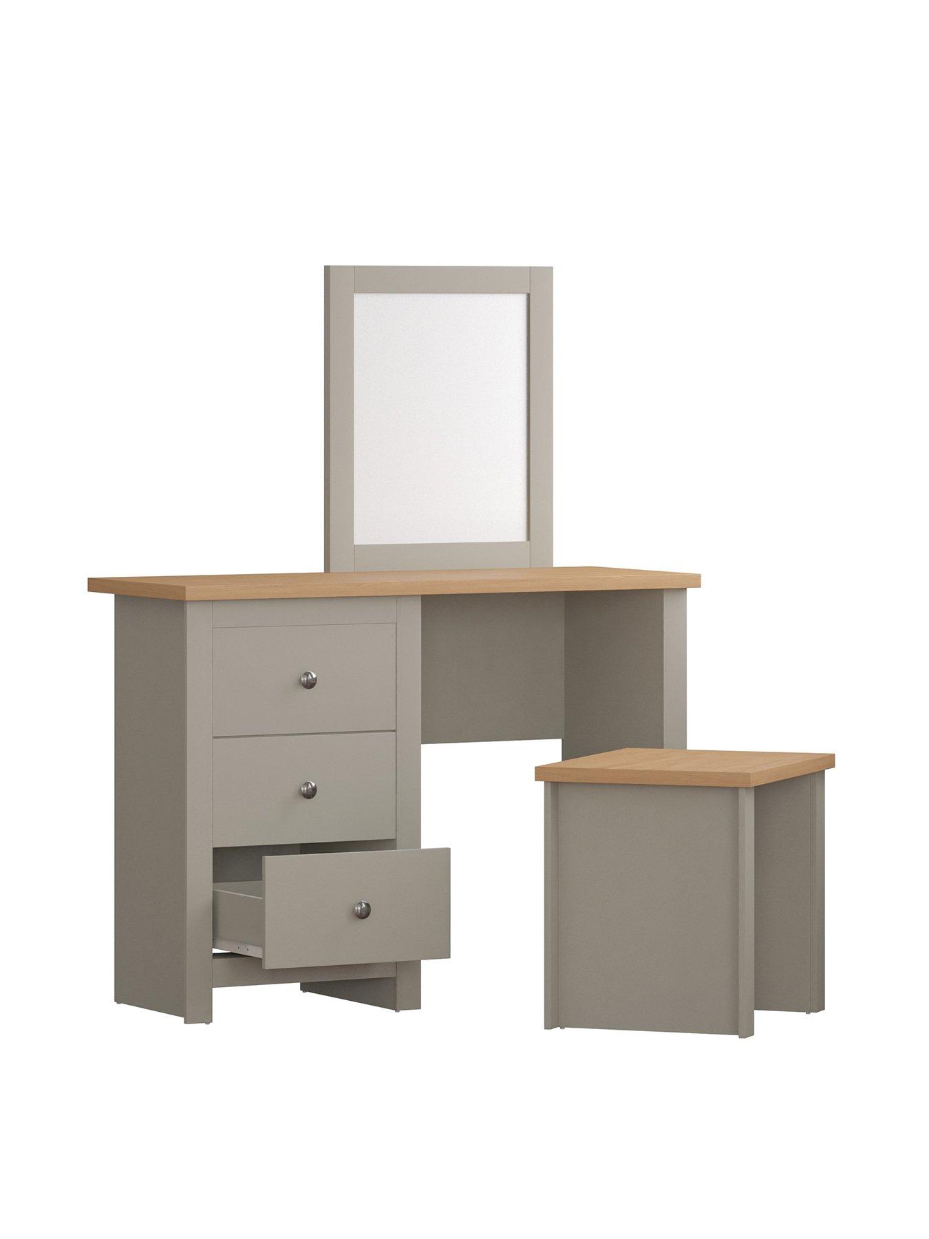 Image 2 of 6 of Vida Designs Arlington Dressing Table, Stool and Mirror Set - Grey