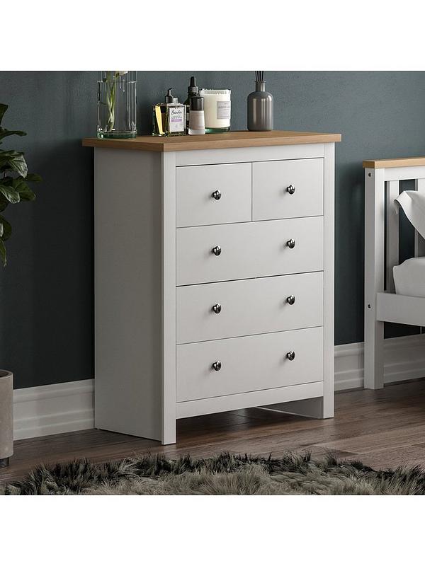 Vida Designs Arlington 3+2 Chest of Drawers Cabinet Storage Modern Bedroom Furniture White