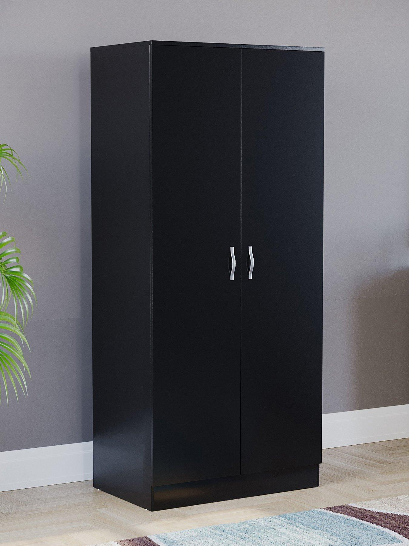 front image of vida-designs-riano-2-door-wardrobe-black