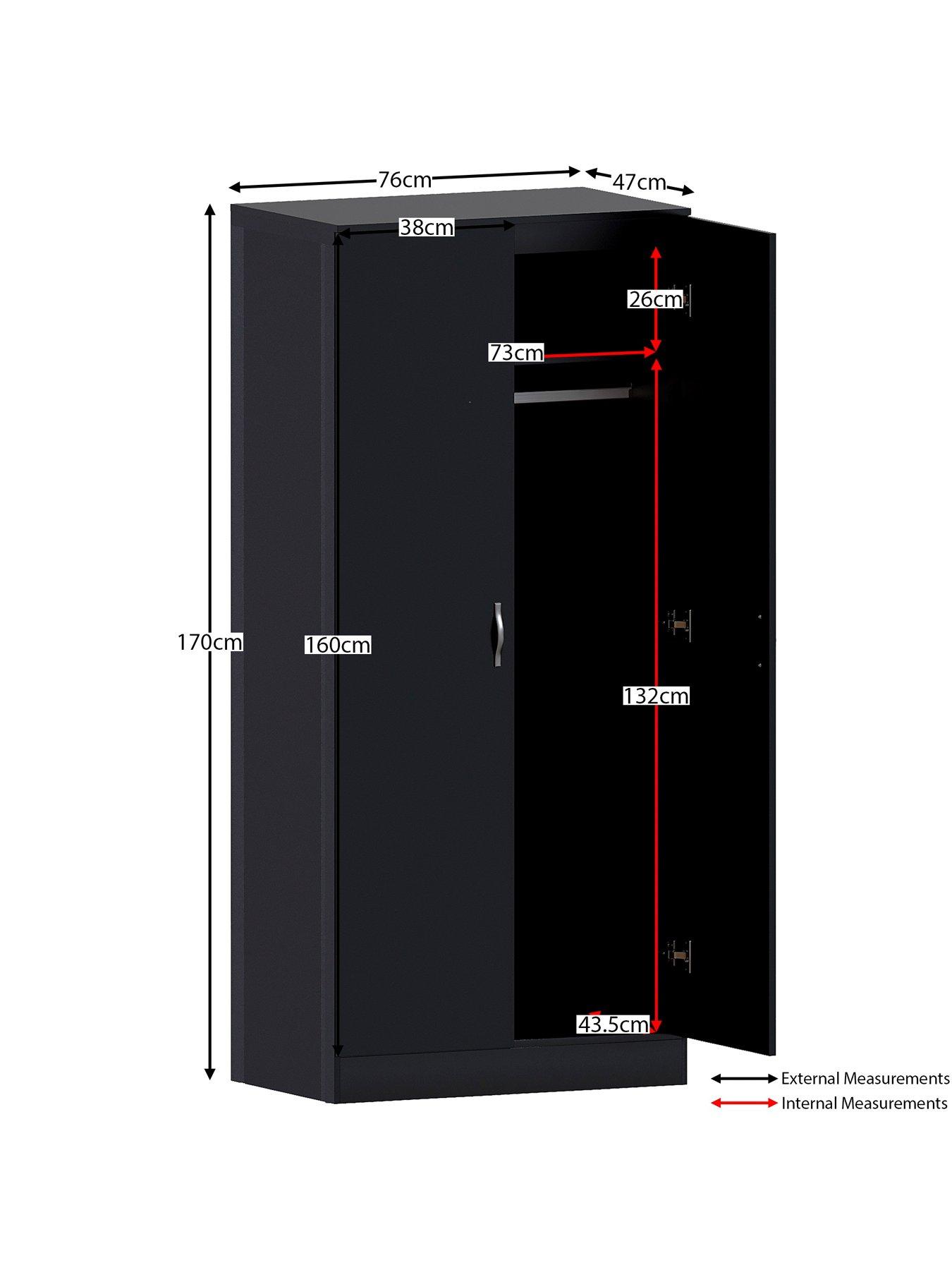  image of vida-designs-riano-2-door-wardrobe-black