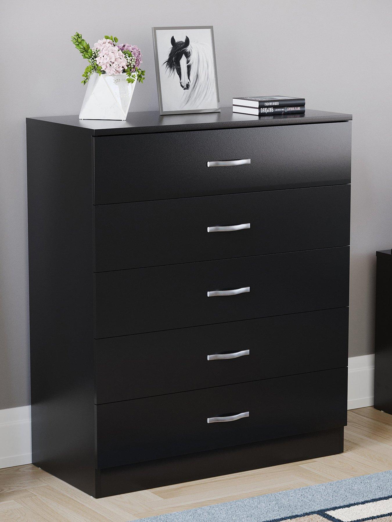 Image 1 of 6 of Vida Designs Riano 5 Drawer Compact&nbsp;Chest - Black
