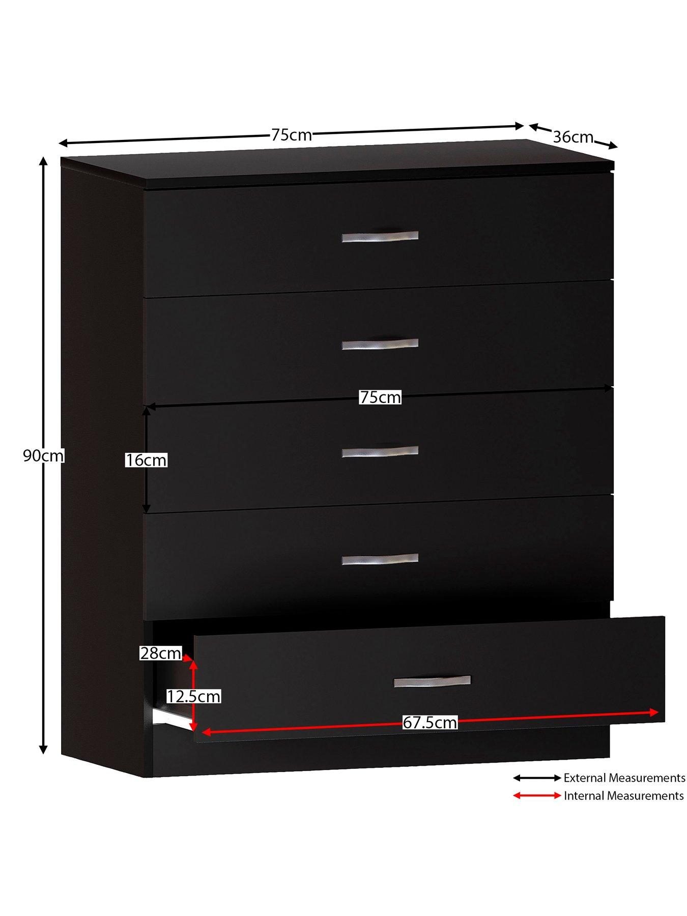 Image 6 of 6 of Vida Designs Riano 5 Drawer Compact&nbsp;Chest - Black
