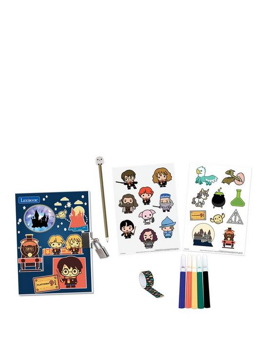 front image of lexibook-harry-potter-electronic-secret-diary-with-light-and-accessories-stickers-pen-color-pen