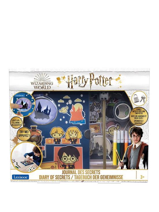 stillFront image of lexibook-harry-potter-electronic-secret-diary-with-light-and-accessories-stickers-pen-color-pen