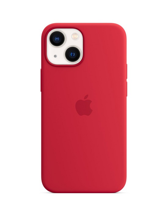 front image of apple-iphone-13-mini-silicone-case-with-magsafe-ndash-productred