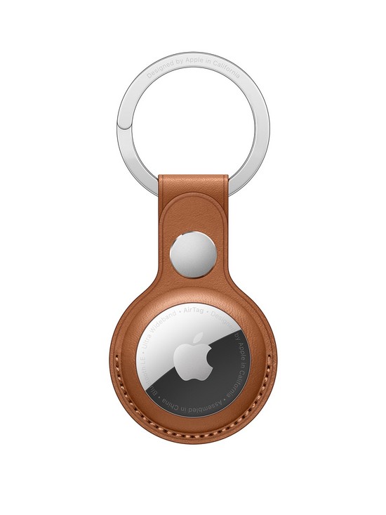 front image of apple-airtag-leather-key-ring-saddle-brown-airtag-not-included
