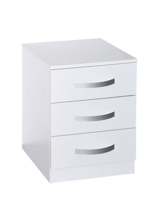 front image of vida-designs-hulio-3-drawer-bedside-cabinet-white