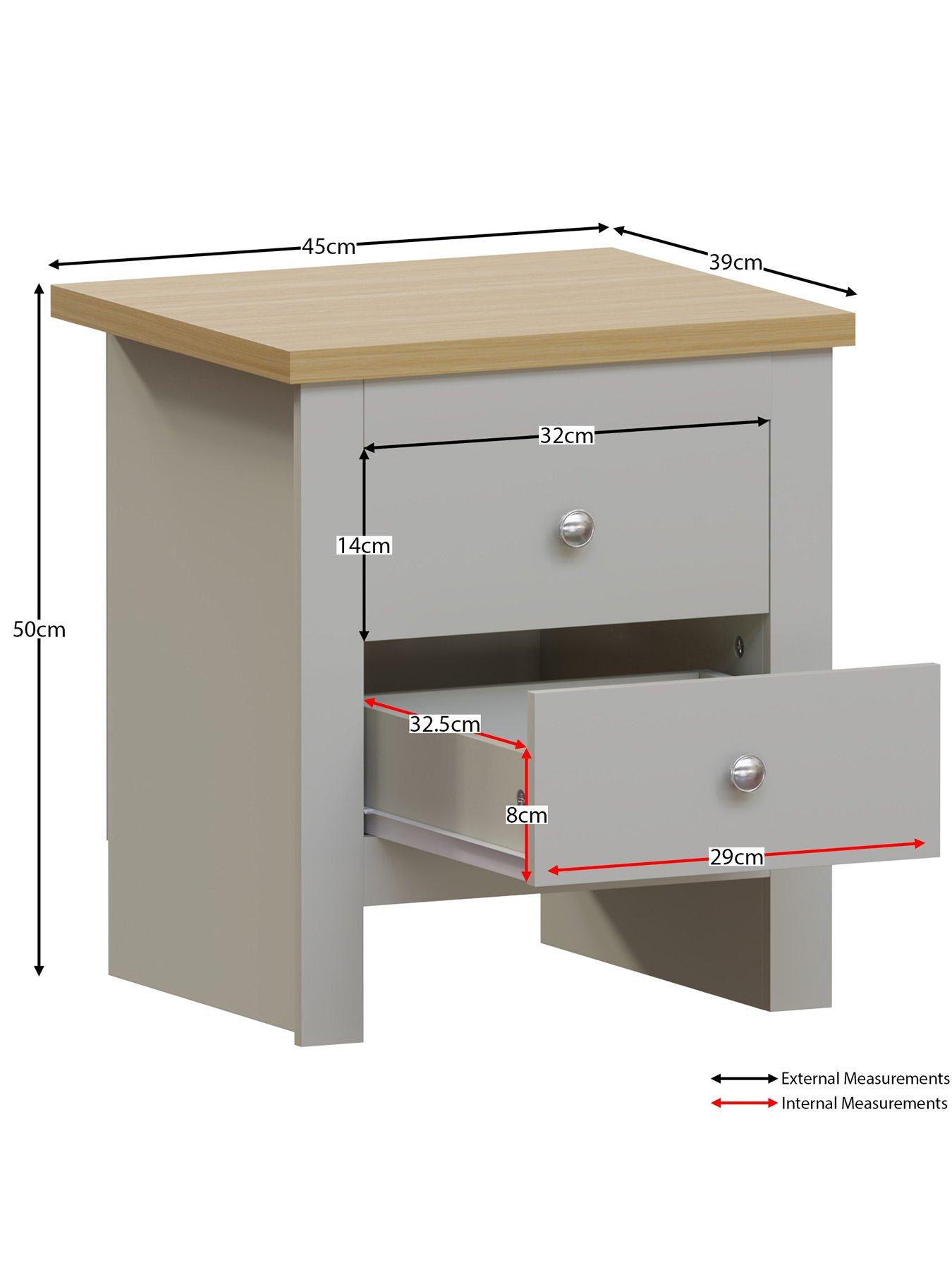 Image 6 of 6 of Vida Designs Arlington 2 Drawer Bedside Chest - Grey