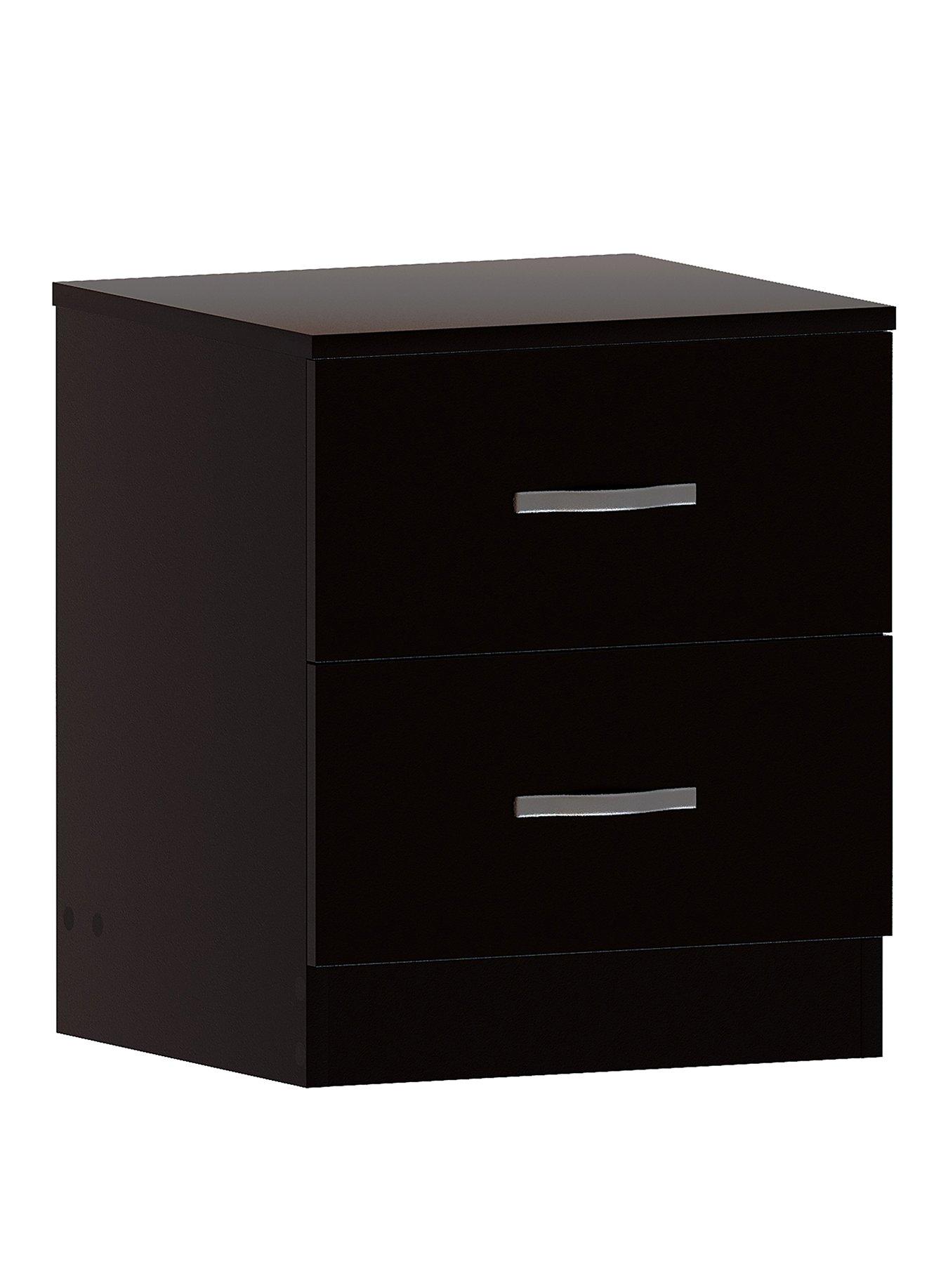  image of vida-designs-riano-compact-2-drawer-bedside-chest-black