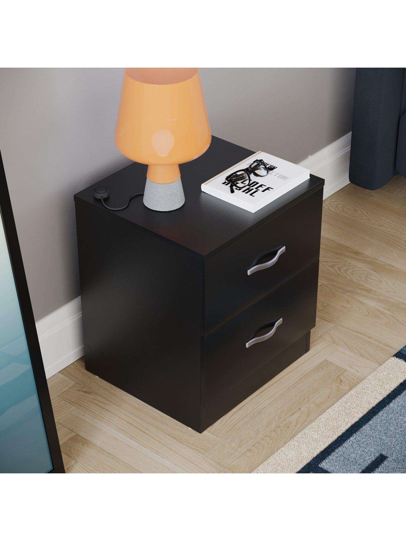  image of vida-designs-riano-compact-2-drawer-bedside-chest-black
