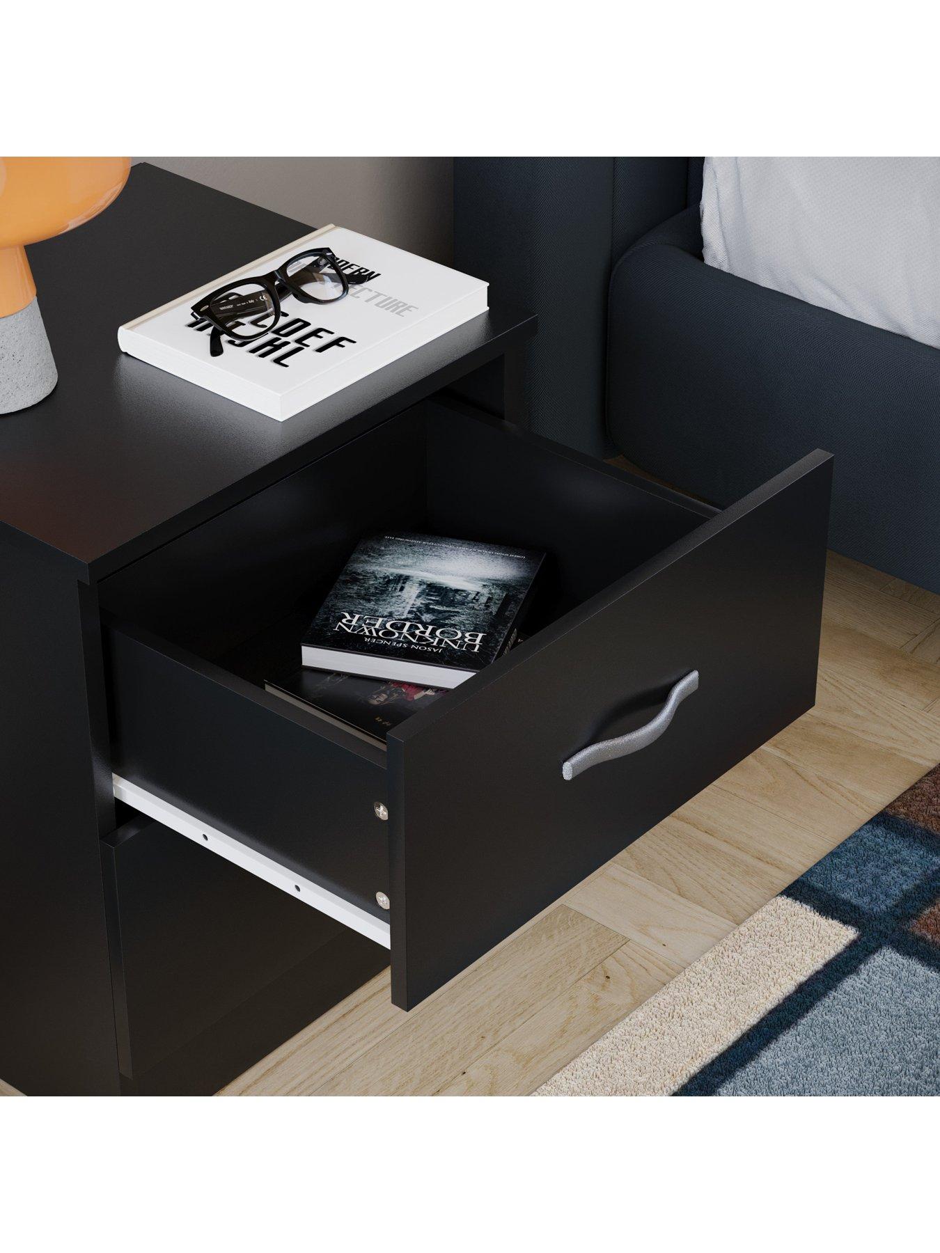  image of vida-designs-riano-compact-2-drawer-bedside-chest-black