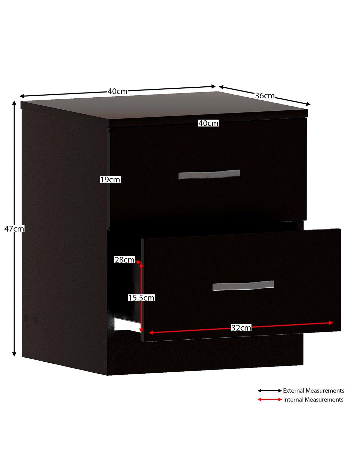  image of vida-designs-riano-compact-2-drawer-bedside-chest-black