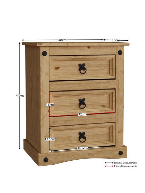 back image of vida-designs-corona-3-drawer-bedside-chest