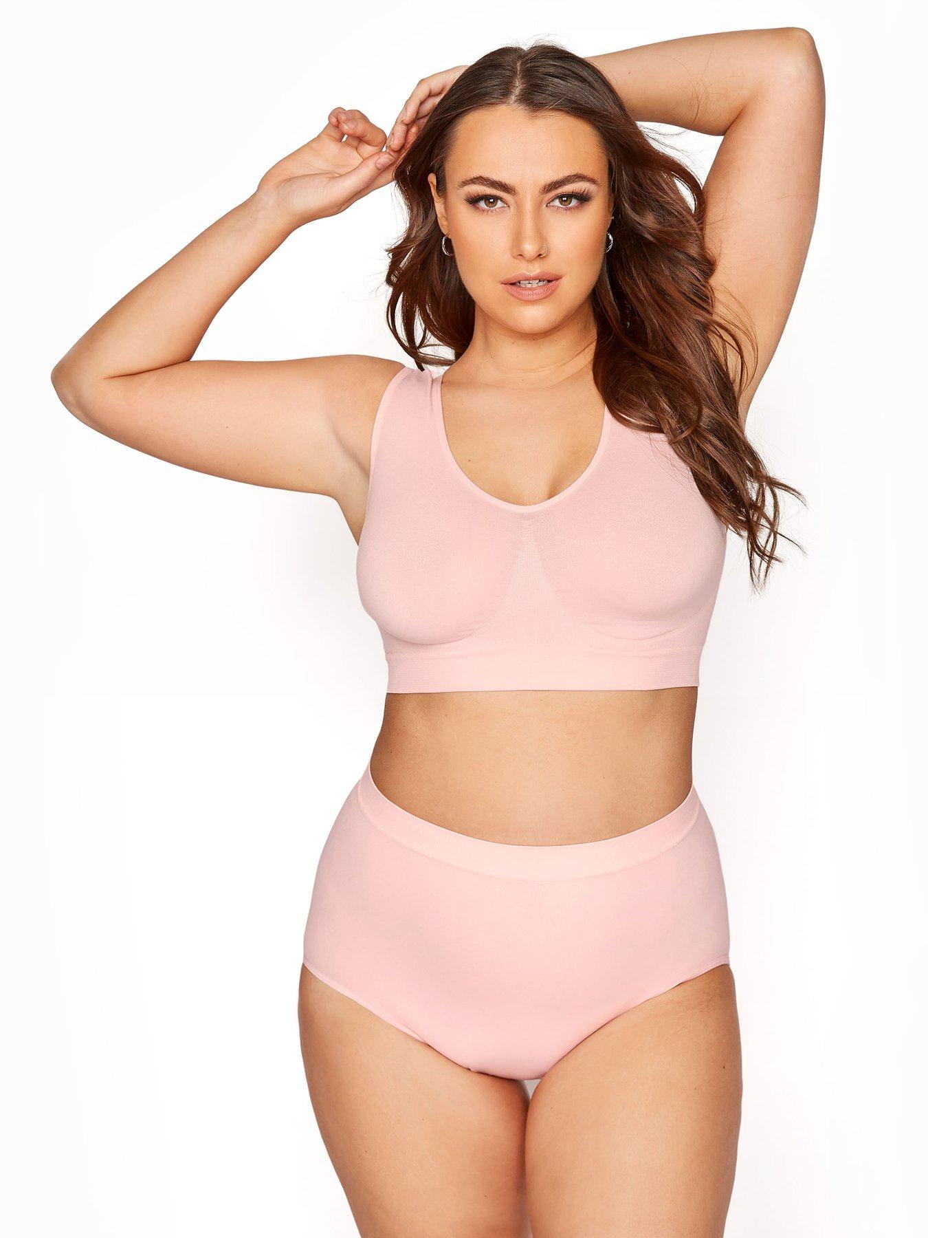 front image of yours-seamless-control-brief-pink