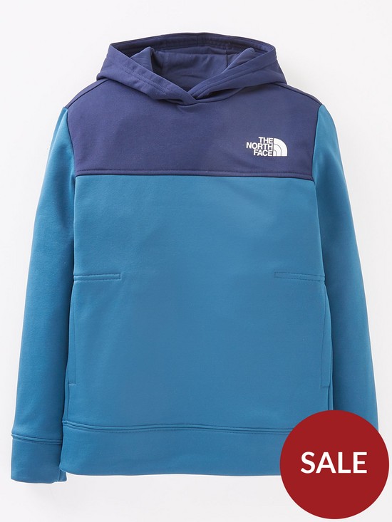 front image of the-north-face-youth-boys-surgent-overhead-hoodie-navy