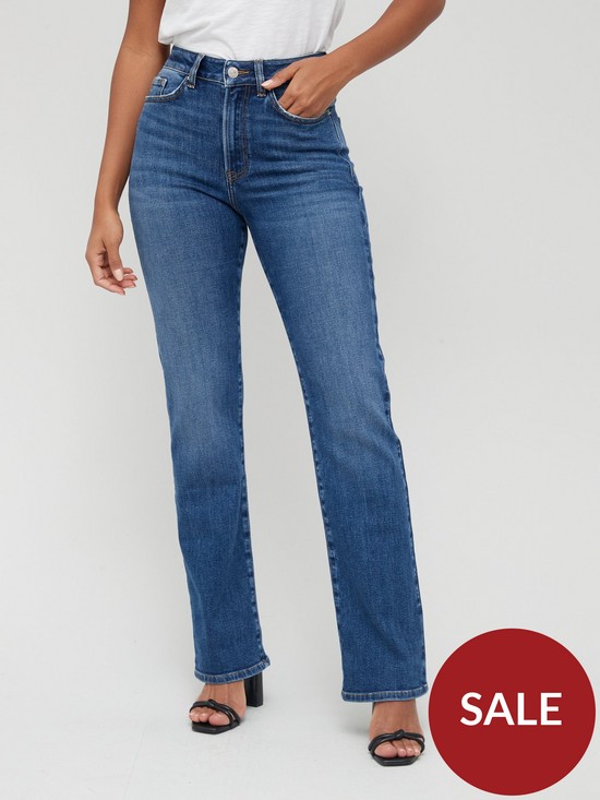 front image of v-by-very-long-high-waist-forever-straight-leg-jean-dark-wash