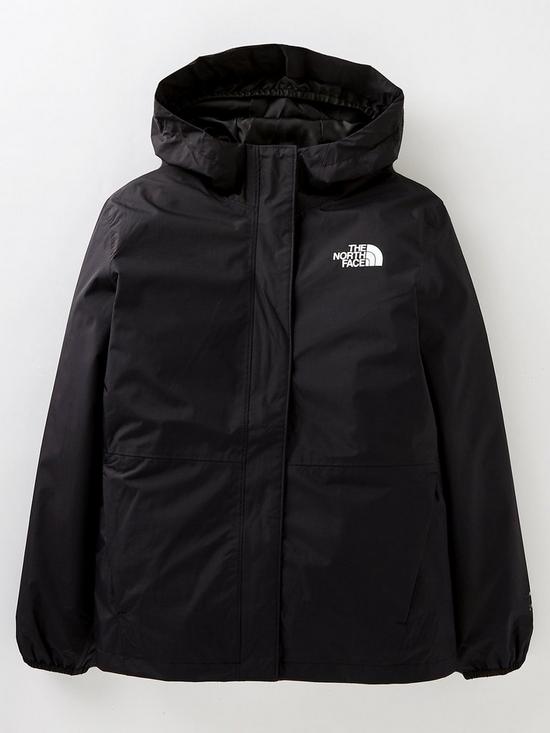 front image of the-north-face-youth-girls-resolve-reflective-jacket-black