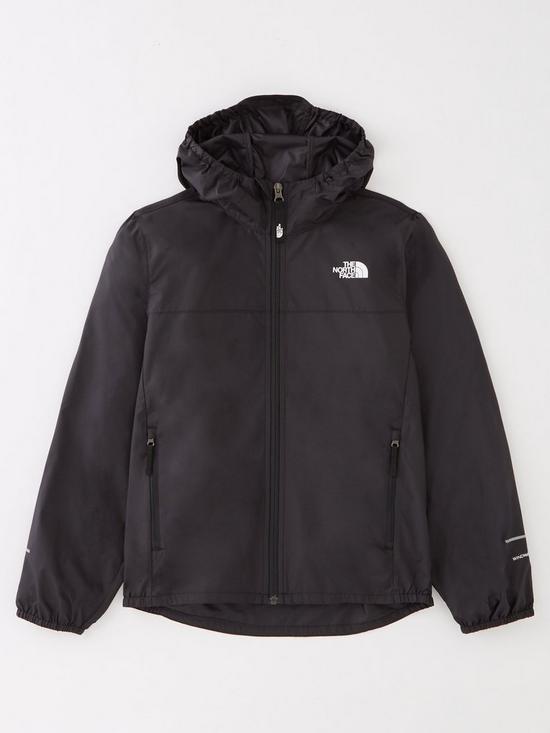 front image of the-north-face-youth-boys-reactor-wind-jacket-blackmulti