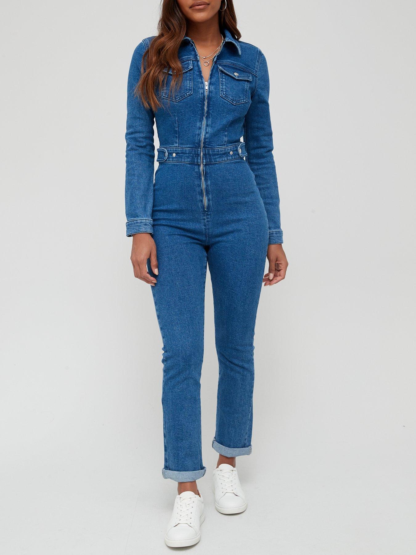 denim jumpsuit fitted