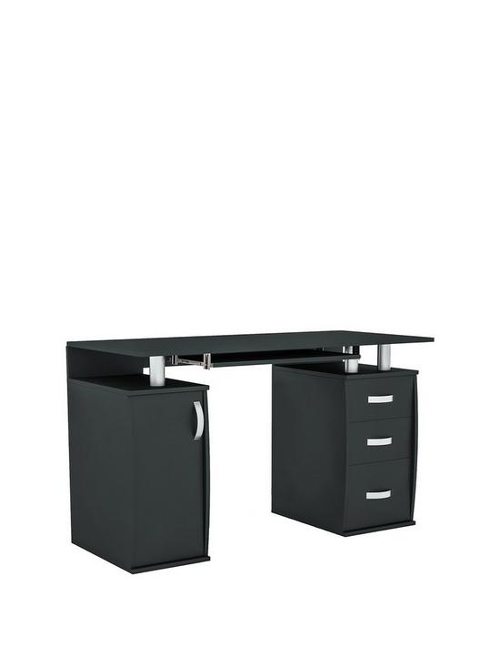 front image of vida-designs-otley-3-drawer-computer-desk-black