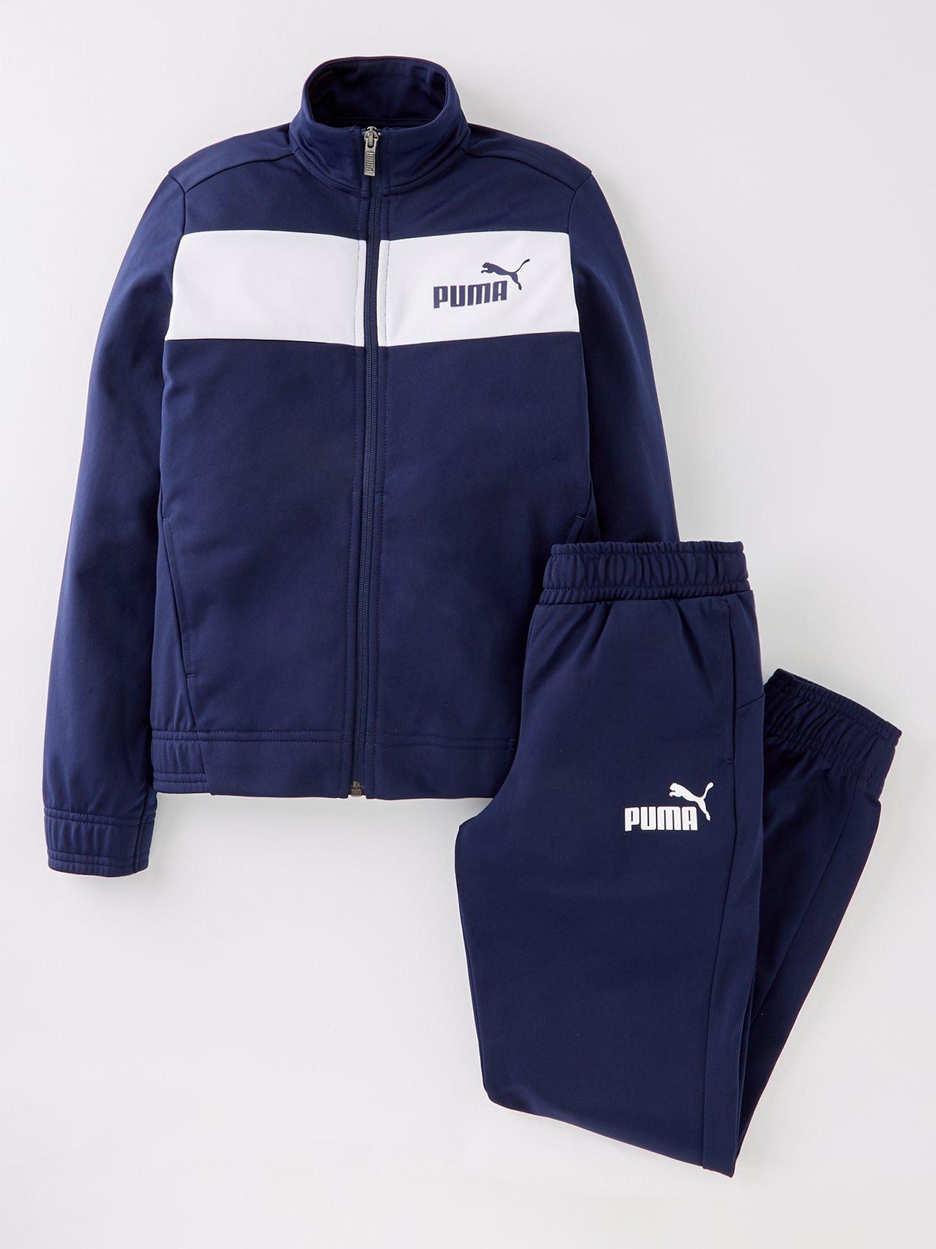 front image of puma-boys-tracksuit-navywhite-navy
