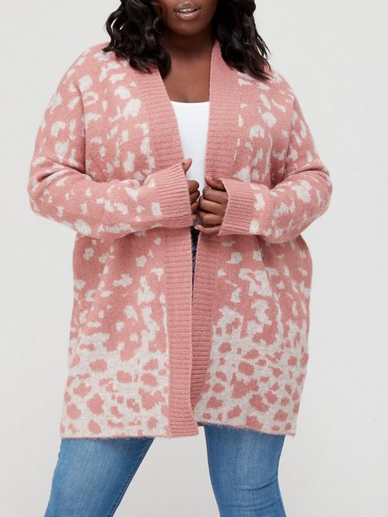 front image of religion-plus-size-leopard-print-cardigan-pink