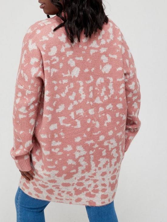 stillFront image of religion-plus-size-leopard-print-cardigan-pink