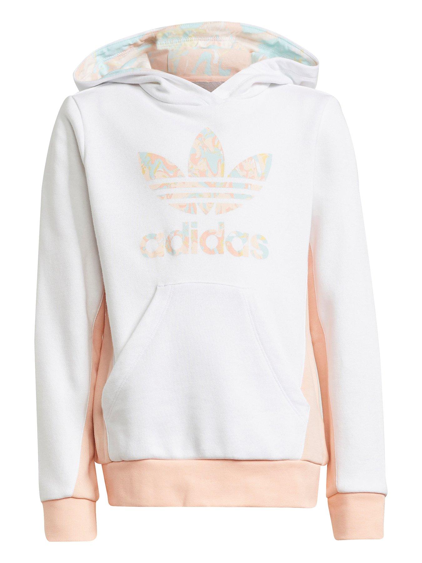 girls white adidas hoodie